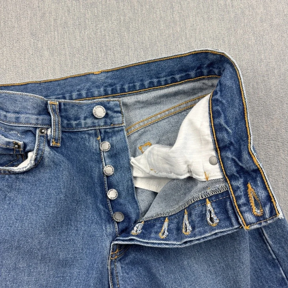 Carmar Emelia Jackson Jeans Womens 28 Blue Button Fly Distressed Raw Hem Pants